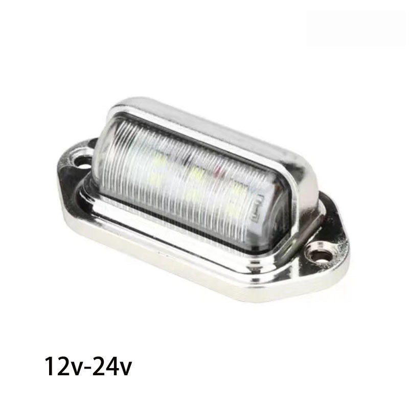6LED 12-24V License Plate Light Electroplated Side Lights for Truck Trailer Tail Light Warning Lamp Rear Car Bulb Accessories