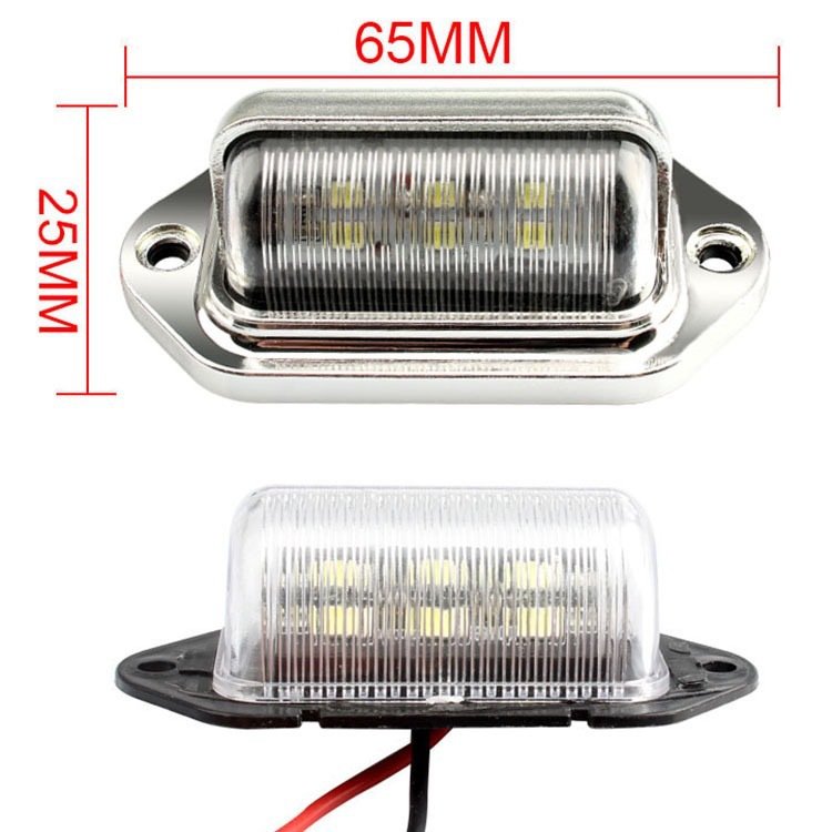 6LED 12-24V License Plate Light Electroplated Side Lights for Truck Trailer Tail Light Warning Lamp Rear Car Bulb Accessories