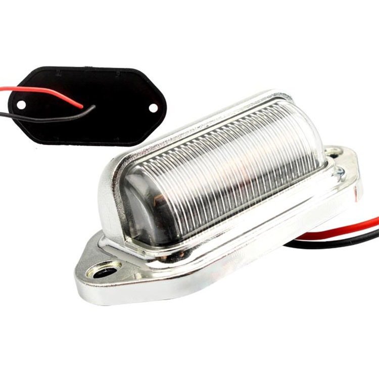 6LED 12-24V License Plate Light Electroplated Side Lights for Truck Trailer Tail Light Warning Lamp Rear Car Bulb Accessories