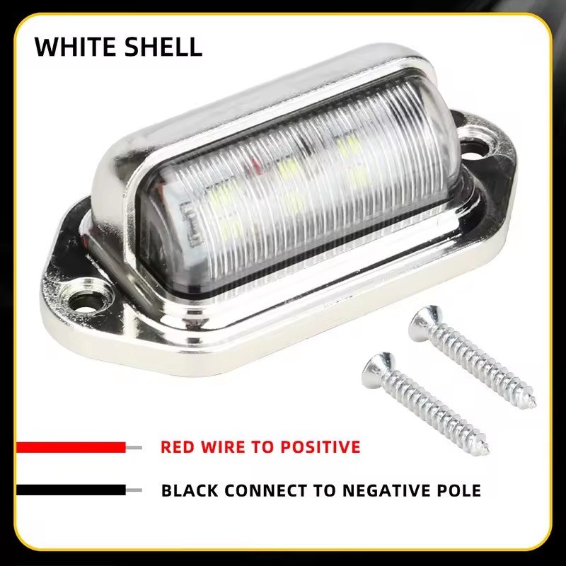 6LED 12-24V License Plate Light Electroplated Side Lights for Truck Trailer Tail Light Warning Lamp Rear Car Bulb Accessories