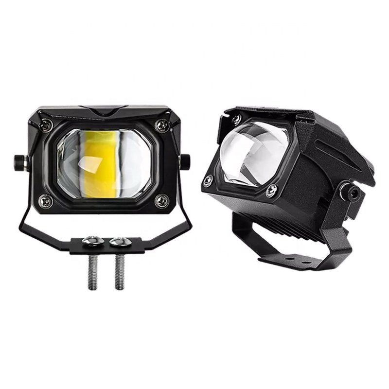 Dual Color Yellow White 3 Inch Bi LED Motorcycle Fog Driving Lights Free Error Canbus Spotlights Projector Lens Led Work Lights