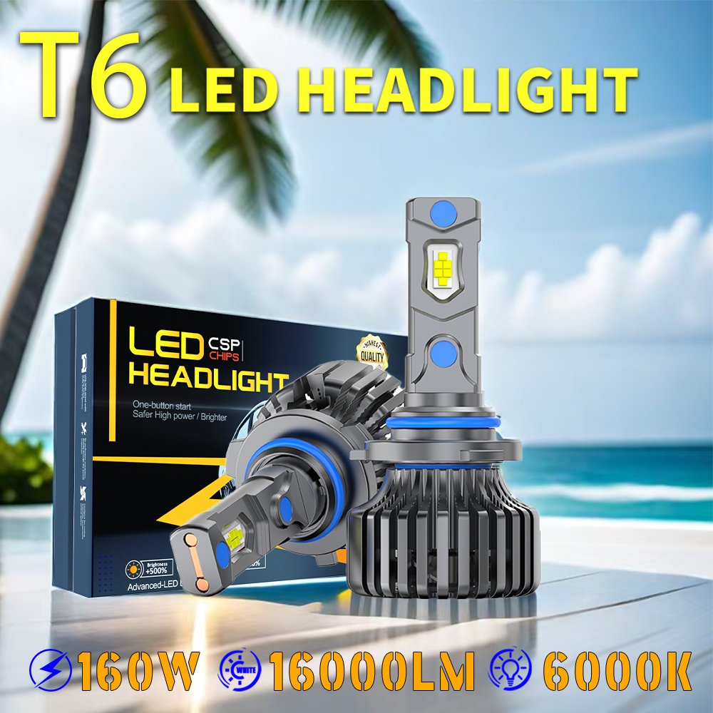 ODM T6 160w H1 H3 H7 H11 6000K Double Copper Tubes Speed Fans Super Canbus IP68 Car LED Headlight 9004 9007 Headlamp