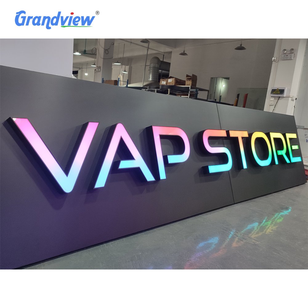 Grandview Custom Led Company Logo Sign 3D Light up Metal Acrylic Backlit Channel Letter Advertising Signs