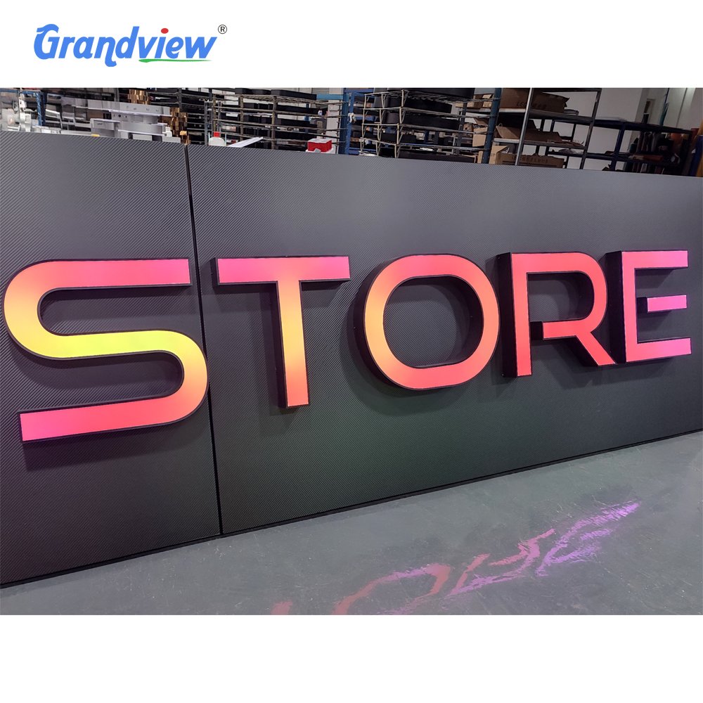Grandview Custom Led Company Logo Sign 3D Light up Metal Acrylic Backlit Channel Letter Advertising Signs