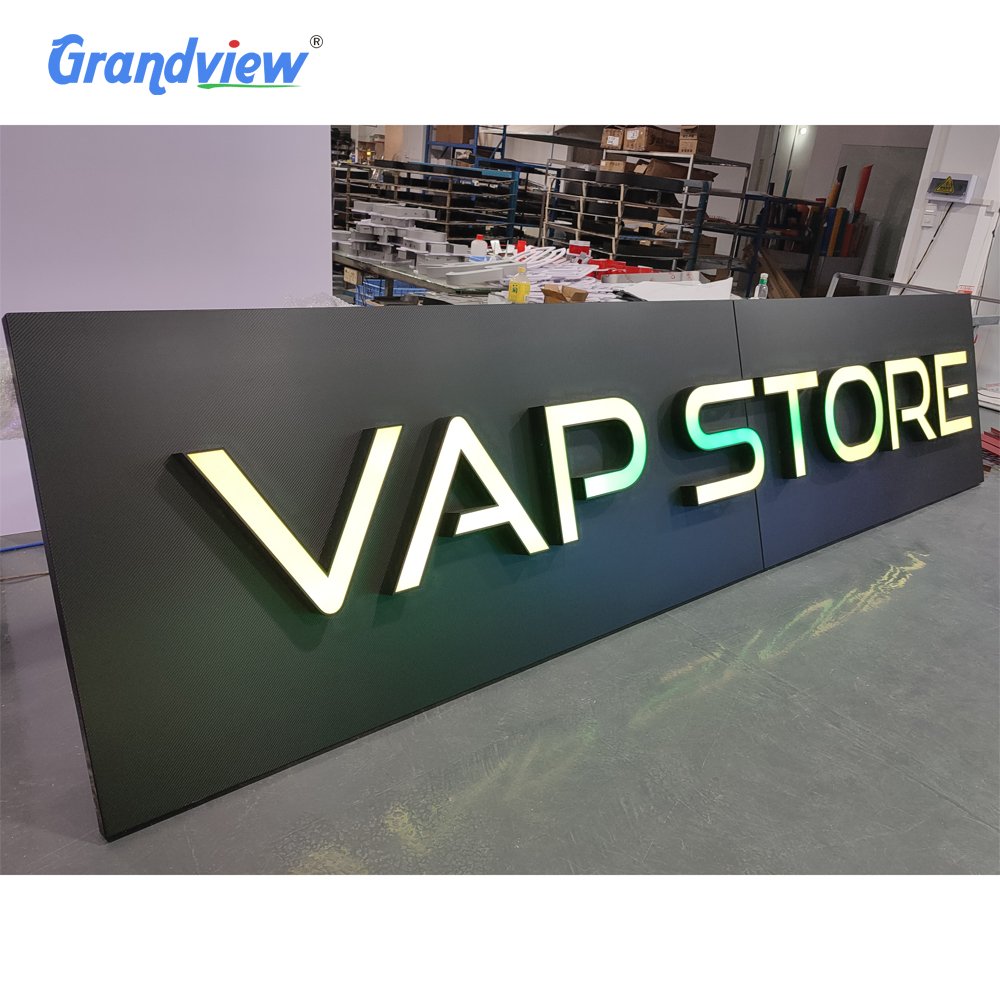 Grandview Custom Led Company Logo Sign 3D Light up Metal Acrylic Backlit Channel Letter Advertising Signs