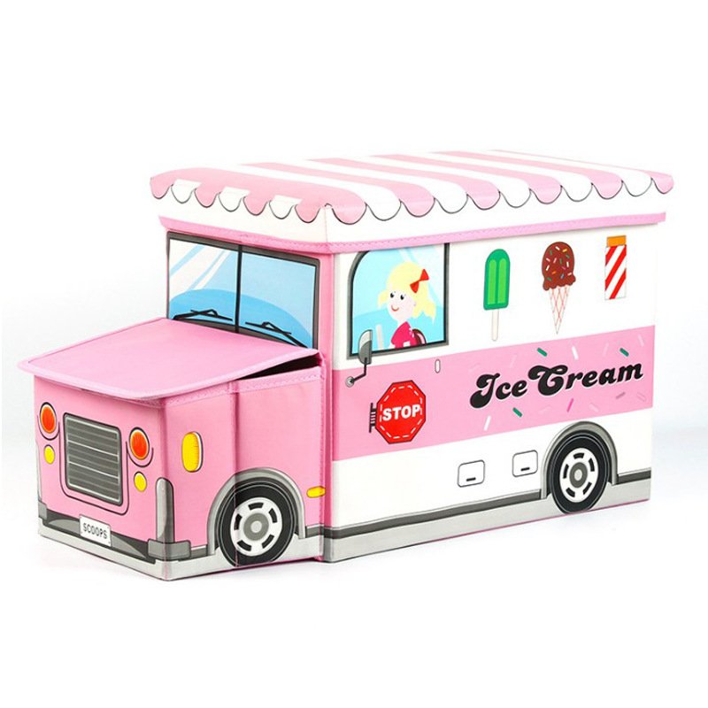 Colorful Leather Foldable Kids Animal Car Storage Ottoman Stool for the Bedroom
