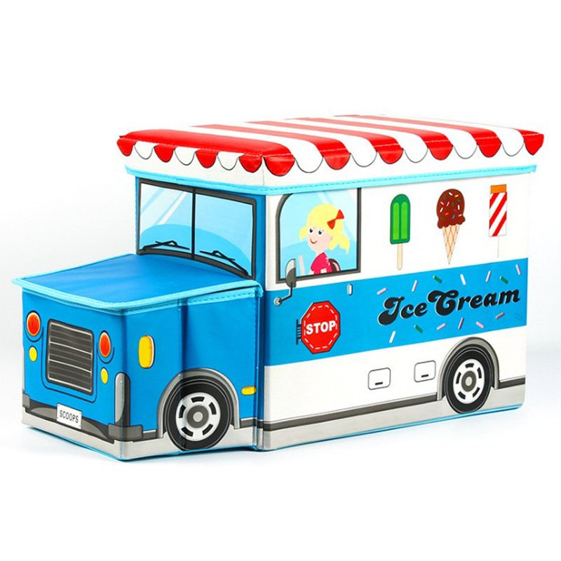 Colorful Leather Foldable Kids Animal Car Storage Ottoman Stool for the Bedroom