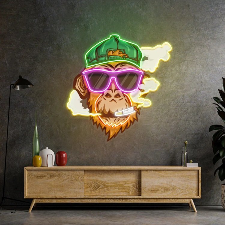 Full Color Custom Logo UV Print Hand Smoker Acrylic Led Neon Signs Cigarette Neon Artwork Lights for Smoking Shop Wall Art Decor