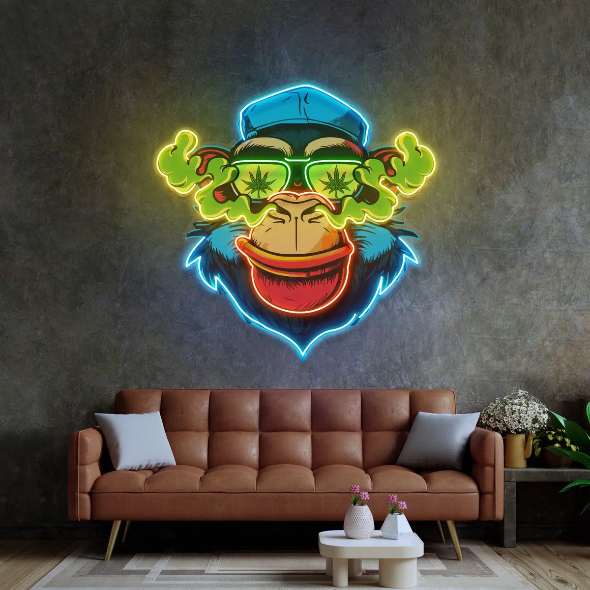Full Color Custom Logo UV Print Hand Smoker Acrylic Led Neon Signs Cigarette Neon Artwork Lights for Smoking Shop Wall Art Decor