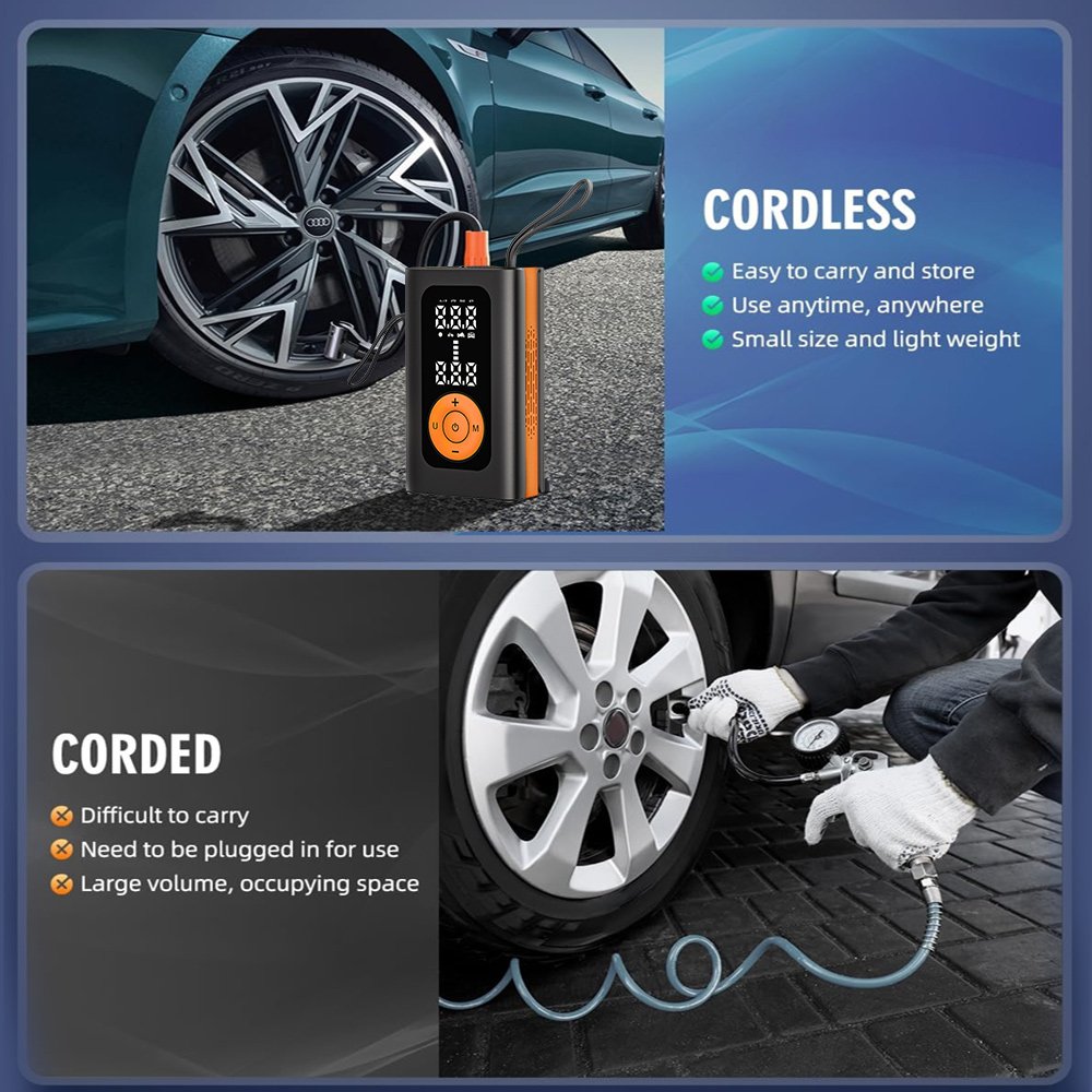 2024 New Arrival Portable Air Compressor Mini Tire Inflator Air Pump for Car Tires Bike&Motorcycle Electric Car Vacuum Pump