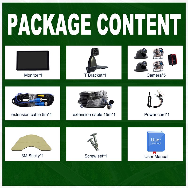 HOPE Truck 5CH 10 Inch 1080P IPS Display Car Reverse Video 128G TF SD Card Recording Monitor BSD AHD Monitor System