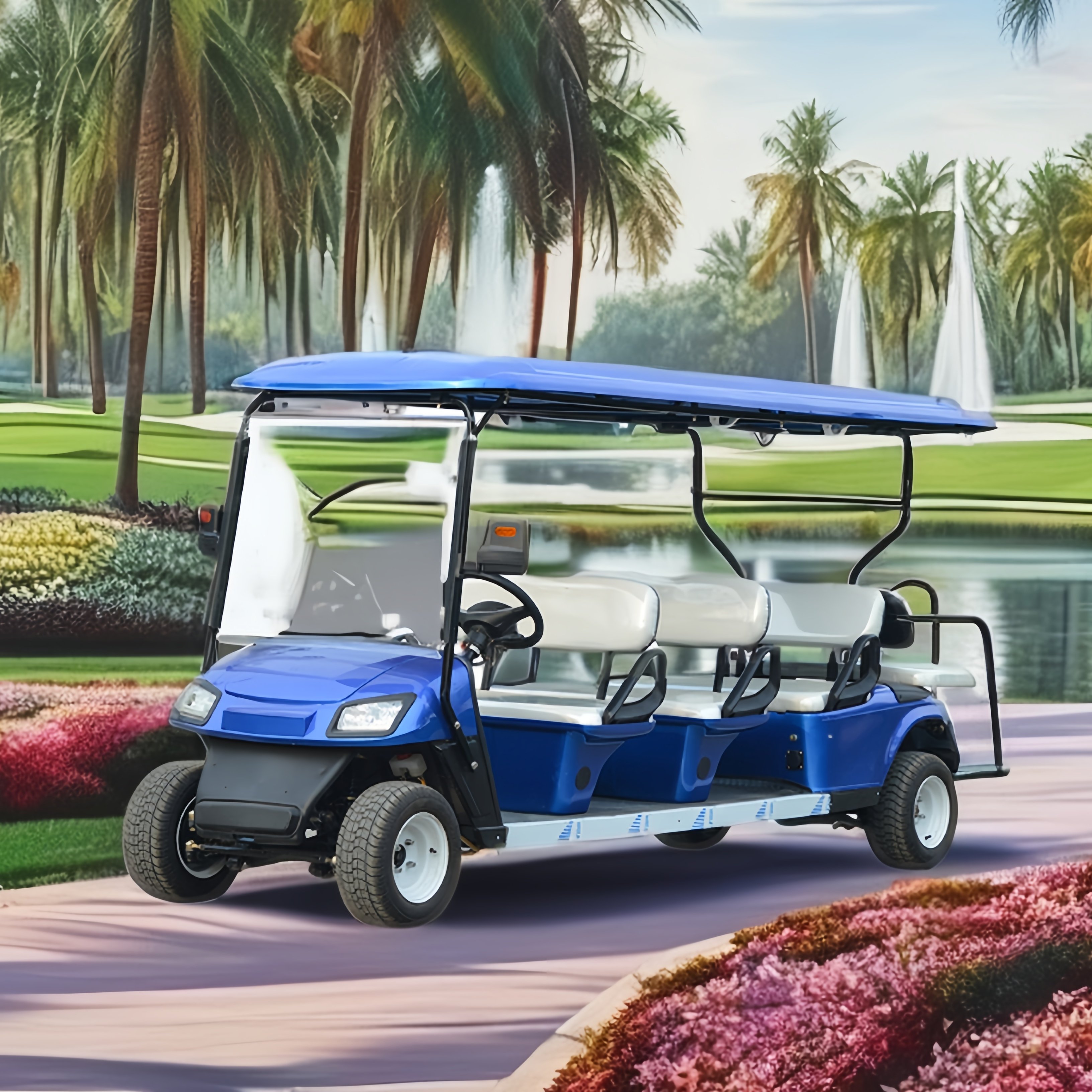 Custom 4-Wheel Drive Electric Golf Cart 2+2 Seater Utility Vehicle 48V Battery Manufactured in China