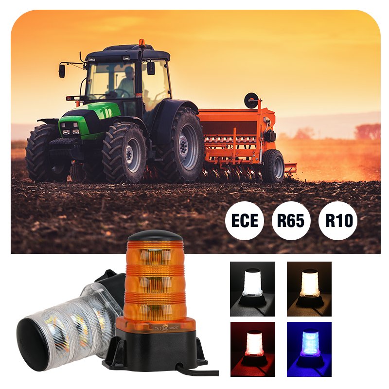 Led Strobe Beacon Light for Mower Trucks Snowplow 24W Led Flash Rotating Emergency Warning Light
