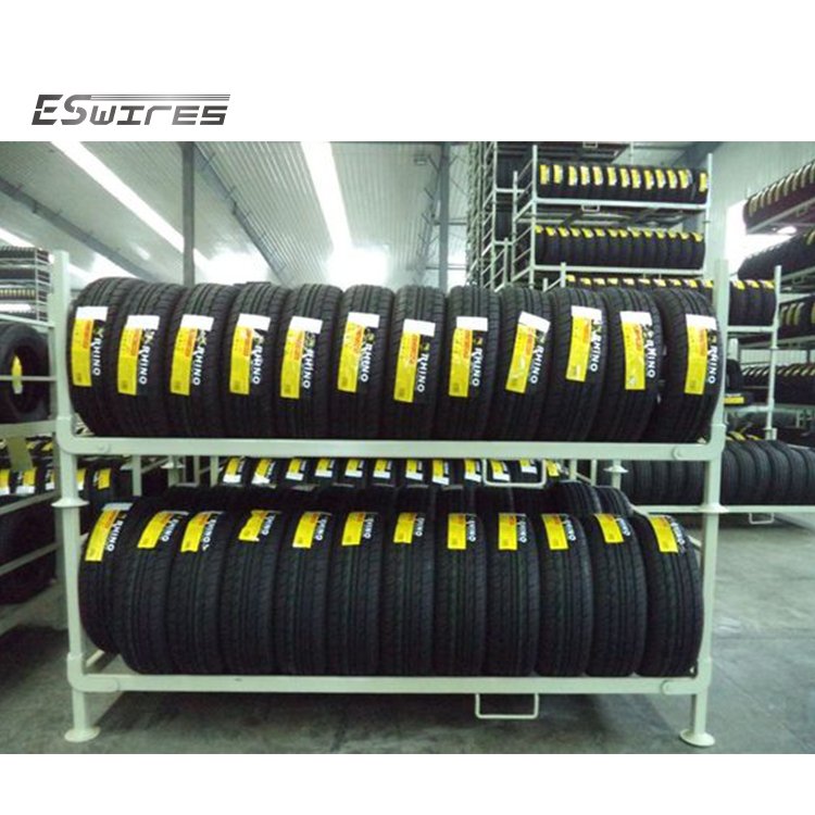 Customized Stacking Heavy Duty Powder Coated Warehouse Storage Foldable Metal Truck Tire Rack
