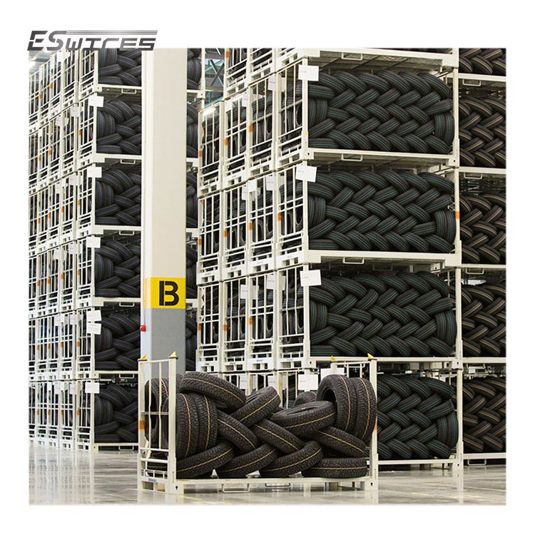 Customized Stacking Heavy Duty Powder Coated Warehouse Storage Foldable Metal Truck Tire Rack