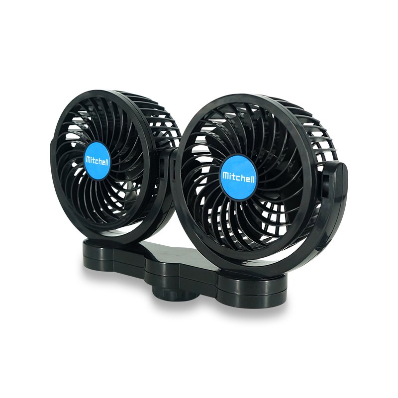 MITCHELL New Fans 12V/24V Interior Accessories Double Heads Oscillating Car Air Cooling Fans