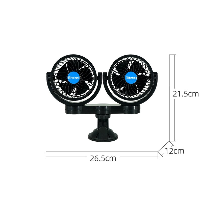 MITCHELL New Fans 12V/24V Interior Accessories Double Heads Oscillating Car Air Cooling Fans
