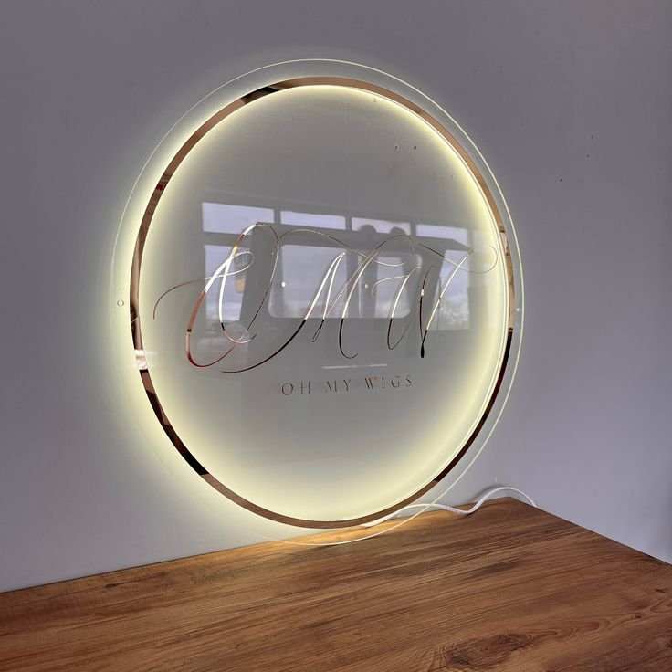 Koncept Drop Shipping 20inch LED Beauty Backlit Sign Customized 3D Store Salon Round Bar Cafe Sign Light up Decor