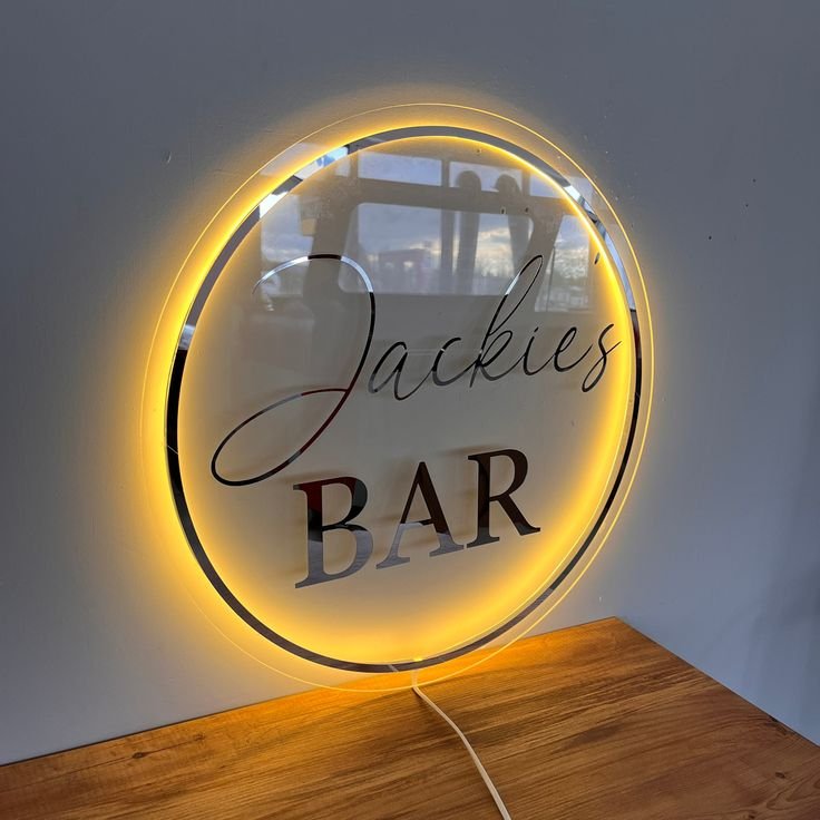 Koncept Drop Shipping 20inch LED Beauty Backlit Sign Customized 3D Store Salon Round Bar Cafe Sign Light up Decor