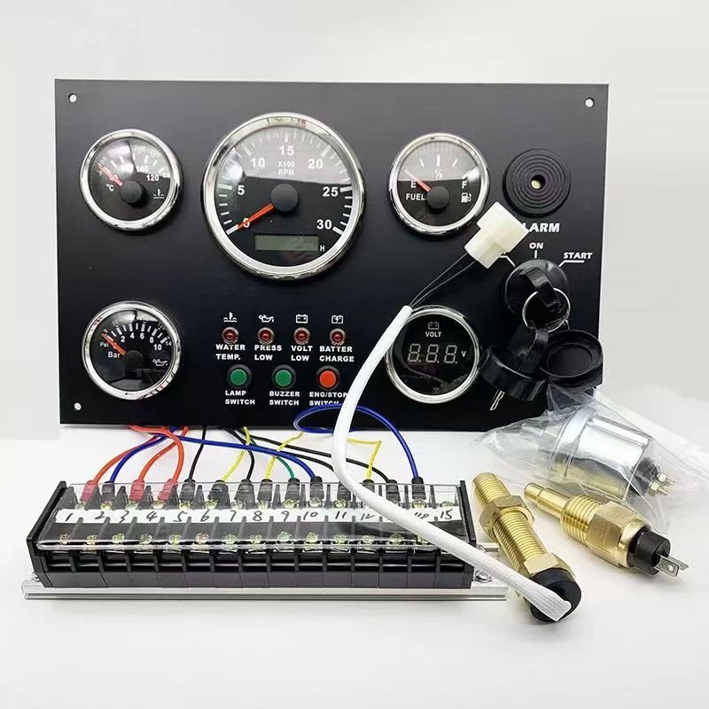 Universal 12V/ 24V Marine Engine Instrument Gauges Panel, Compatible All Vessels Dashboard