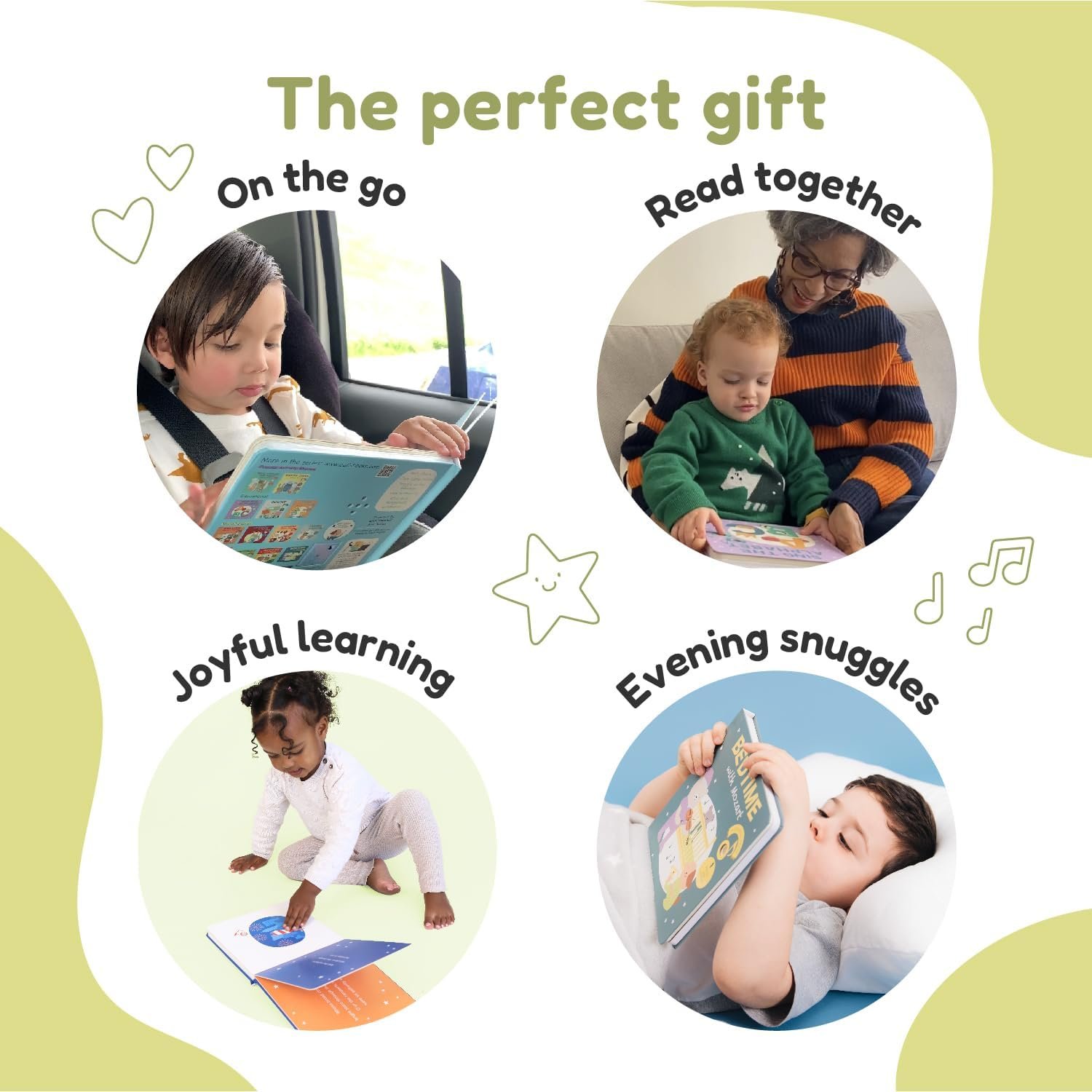 USB-C Rechargeable Interactive Music Book for Children the Wheels on the Bus Sound Book Hard Cover Art Paper Cardboard Pages
