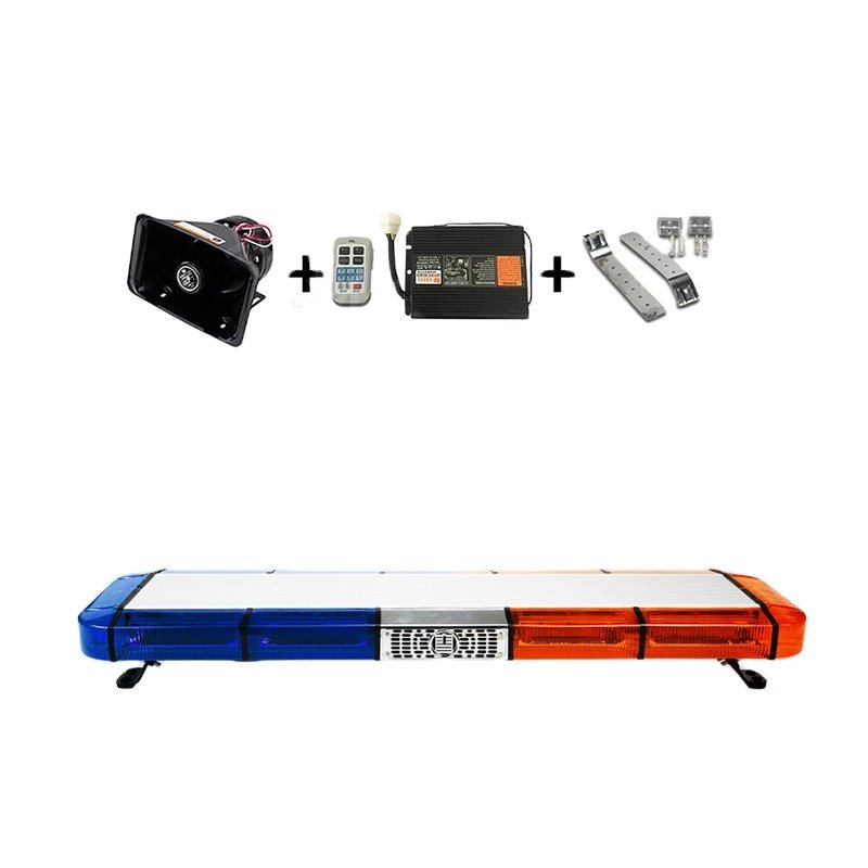 47 Inch Roof Emergency Lightbar Amber LED Ambulance Amber Warning Light Wireless Siren Horn for Vehicle Truck Strobe Light Bar