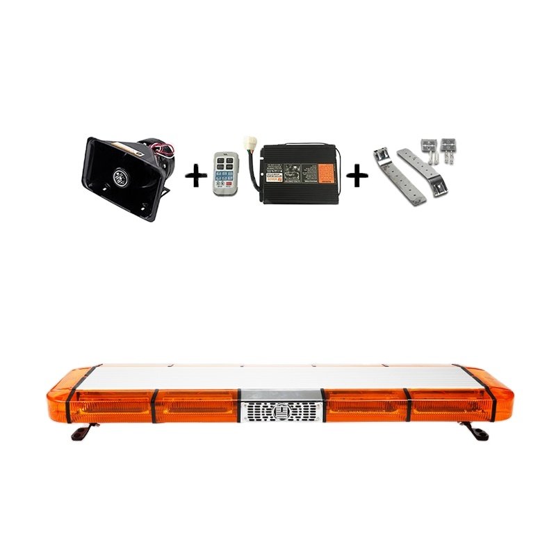 47 Inch Roof Emergency Lightbar Amber LED Ambulance Amber Warning Light Wireless Siren Horn for Vehicle Truck Strobe Light Bar