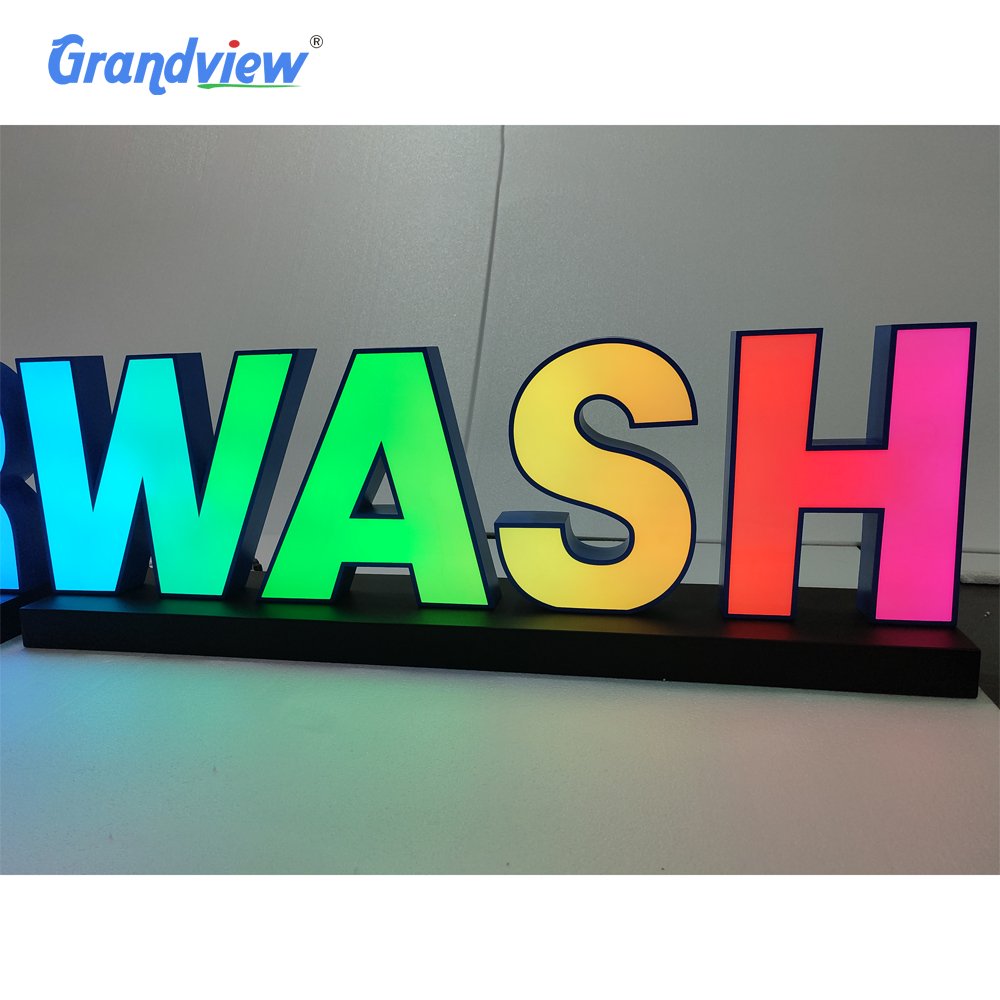 car wash sign Customized channel letters advertising Outdoor 3D RGB led logo store sign illuminated business retail signboard
