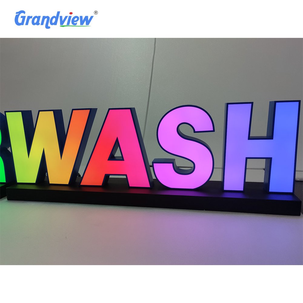 car wash sign Customized channel letters advertising Outdoor 3D RGB led logo store sign illuminated business retail signboard