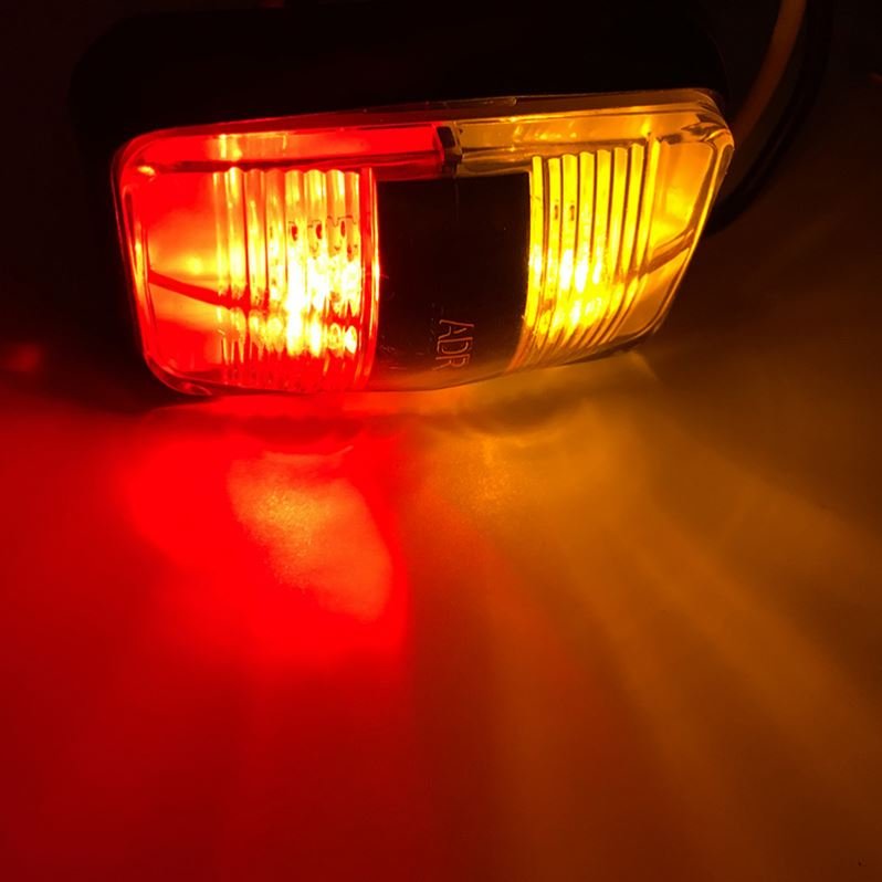 Amber & Red Bus Light, 4leds Led Side Marker Lights, 10-30V Led Lamp Waterproof Universal Car Headlight Tester for Truck