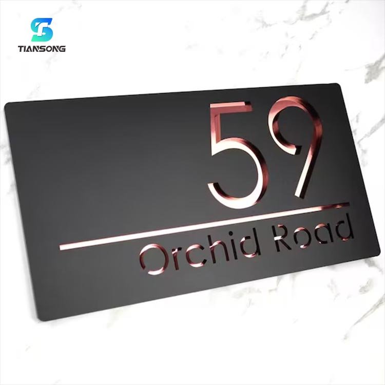 Custom Acrylic House Number Sign Stainless Steel Door Plates Address Metal Plaques Floating Door Number Sign 40cm X 20cm Plaque