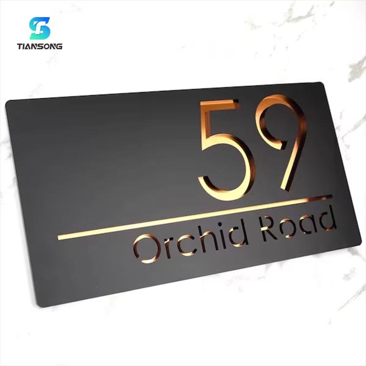 Custom Acrylic House Number Sign Stainless Steel Door Plates Address Metal Plaques Floating Door Number Sign 40cm X 20cm Plaque