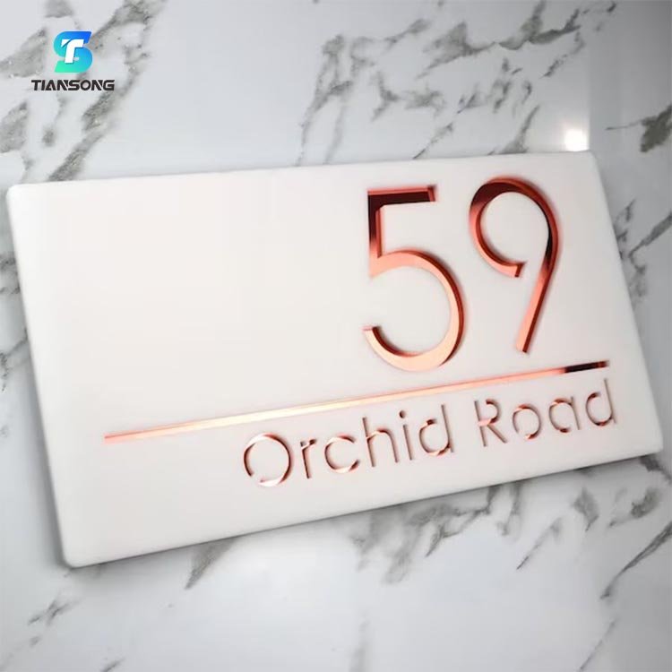 Custom Acrylic House Number Sign Stainless Steel Door Plates Address Metal Plaques Floating Door Number Sign 40cm X 20cm Plaque