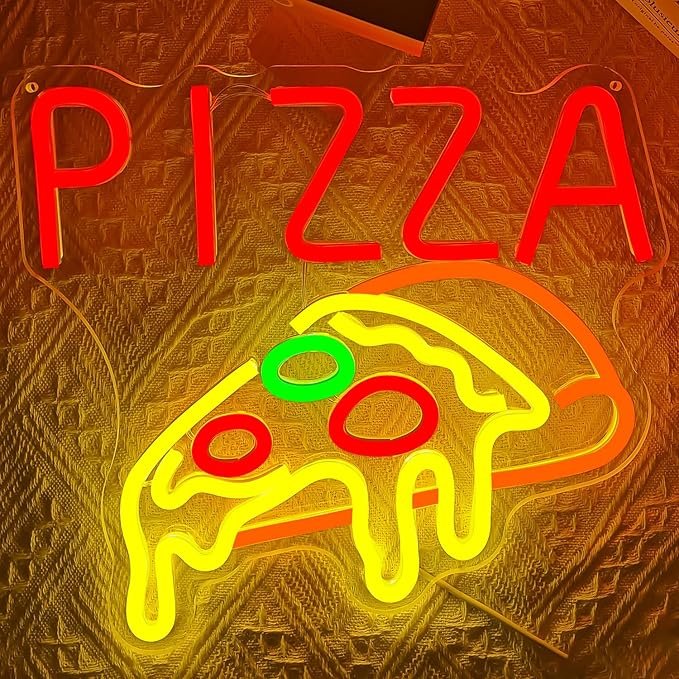 Hot Pizza Neon Signs for Wall Decor Pizzeria Neon Light Sign for Business Shop Pizza Party Decorations