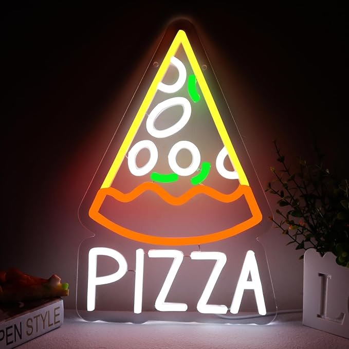 Hot Pizza Neon Signs for Wall Decor Pizzeria Neon Light Sign for Business Shop Pizza Party Decorations