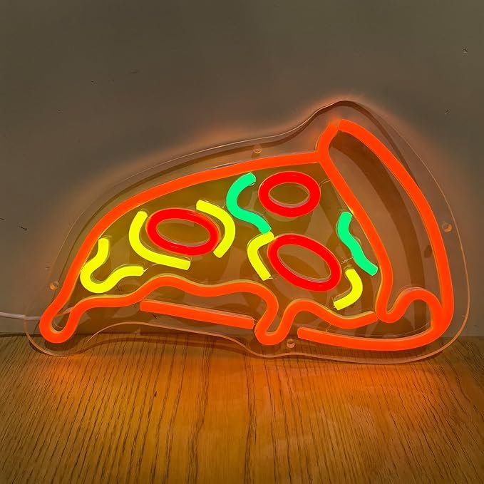 Hot Pizza Neon Signs for Wall Decor Pizzeria Neon Light Sign for Business Shop Pizza Party Decorations