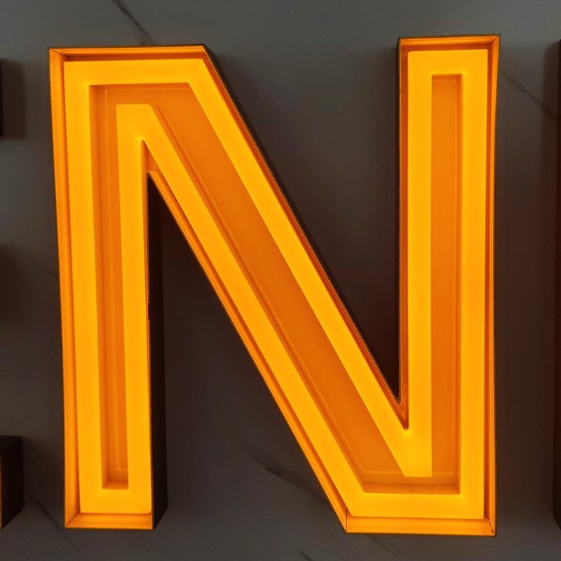 Customization Acrylic Embossed Metal 3D Letters Neon Light Effect Frontlit Signage Letter Embossing Led Acrylic Letter Sign
