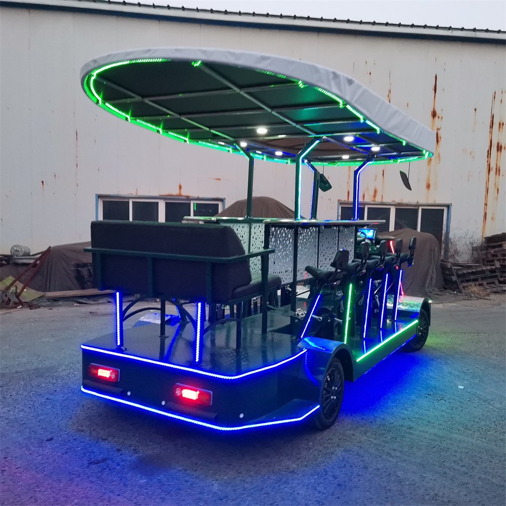 Manufacturer of Electric Leisure Tandem Bike for Sightseeing and City Party Biking with Beer Special City Bus Features