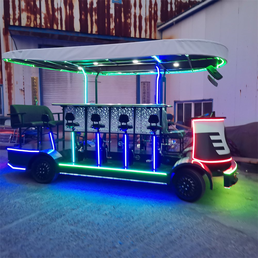 Manufacturer of Electric Leisure Tandem Bike for Sightseeing and City Party Biking with Beer Special City Bus Features