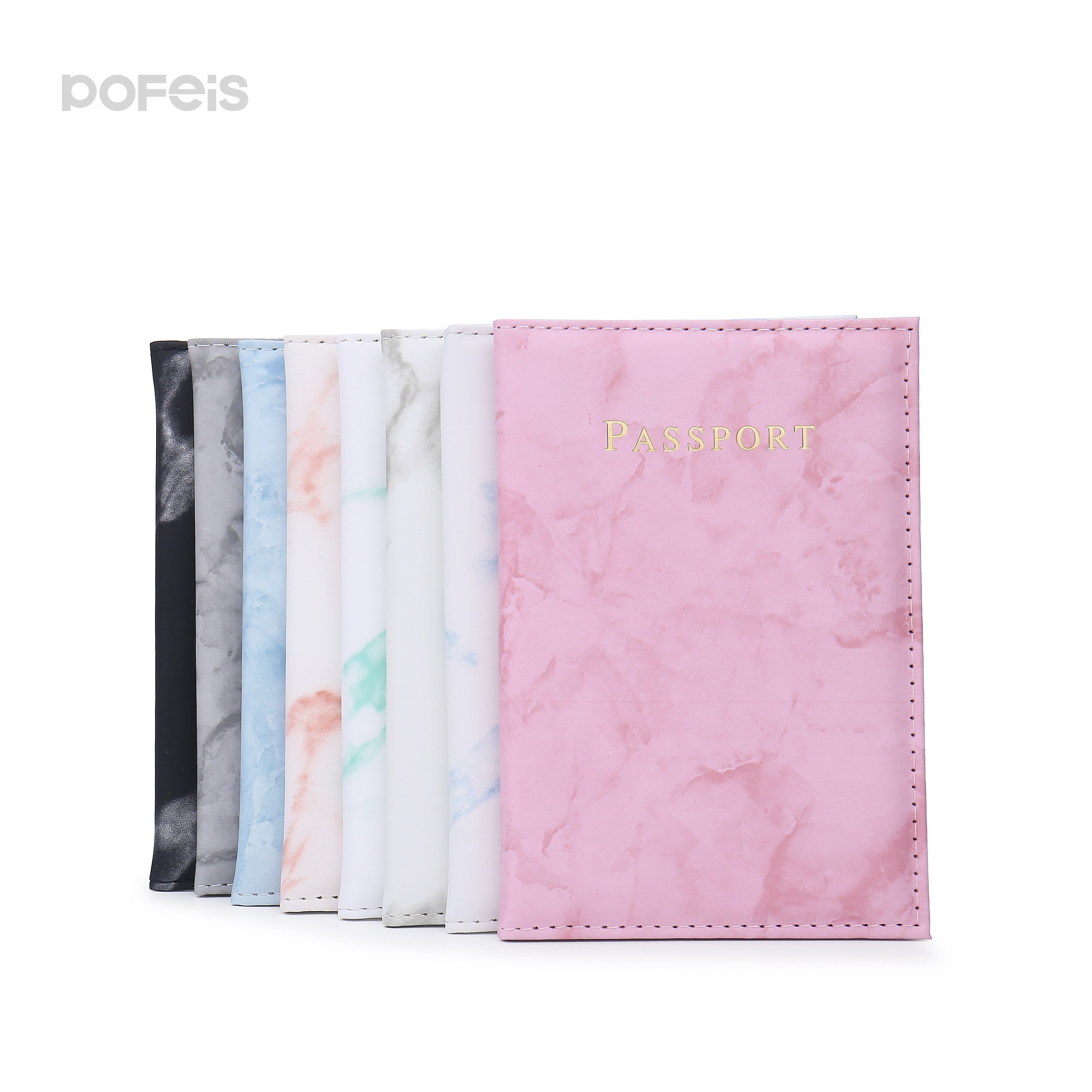 Custom Travel Accessories Marble Passport Book Holder Sky Blue Rose Gold Pvc Leather Passport Holder Cover Pvc Sleeve