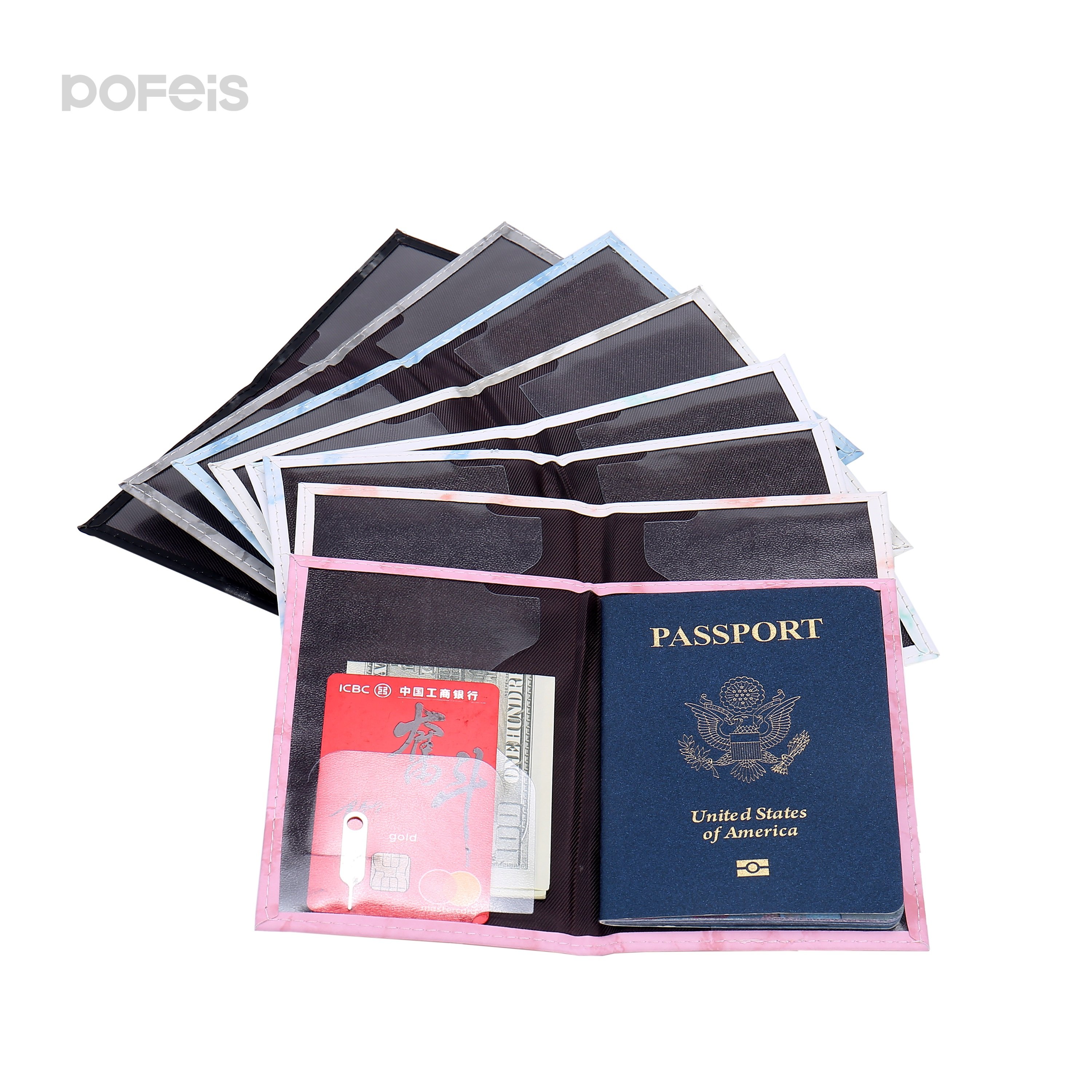 Custom Travel Accessories Marble Passport Book Holder Sky Blue Rose Gold Pvc Leather Passport Holder Cover Pvc Sleeve