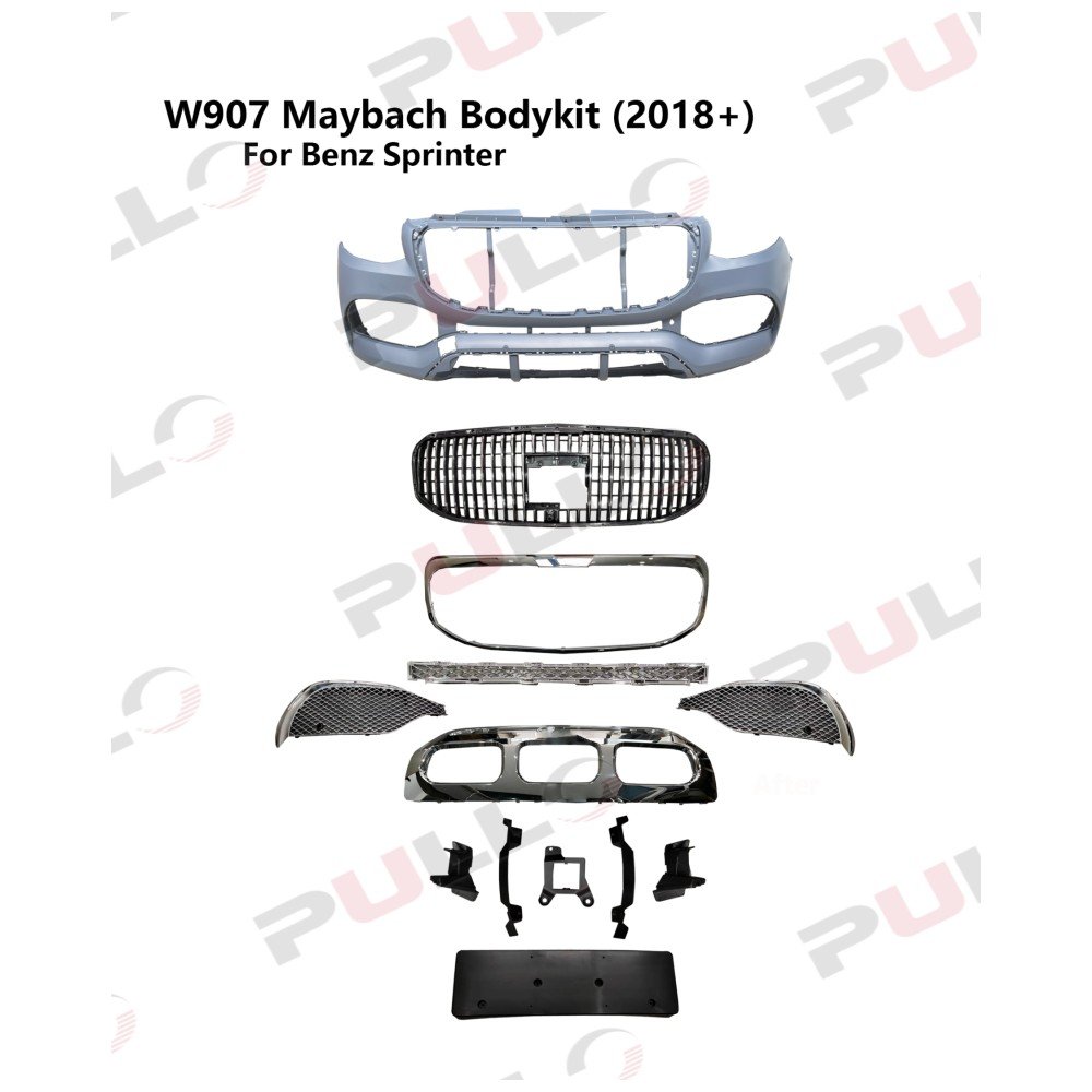 Car Accessories for Mercedes Benz Sprinter W906 W907 W910 2018-2020 to maybach Include Front Bumper Assembly with Grille Grill