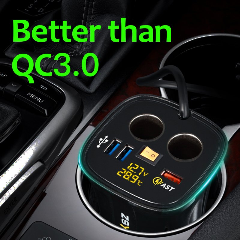 Car Cigarette Lighter Socket Plug Dual USB Car Charger Cup Holder Charger 12v Cigarette Lighter Plug Led Voltmeter Temperature