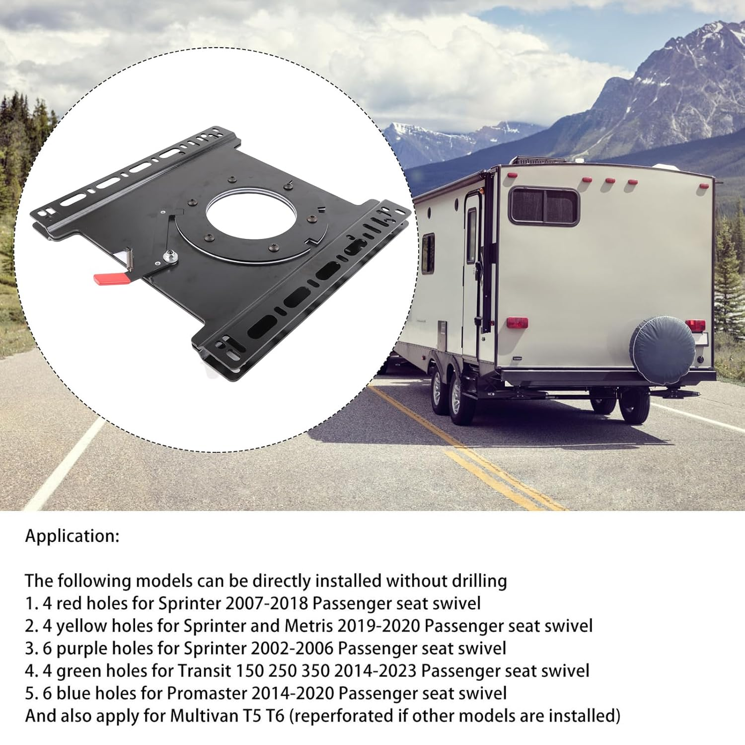 Swivel Car Seat Base, 360 Degree Rotatable, RV Heavy Duty Seat Base Turntables for RV Boat Bus RV Spare Parts
