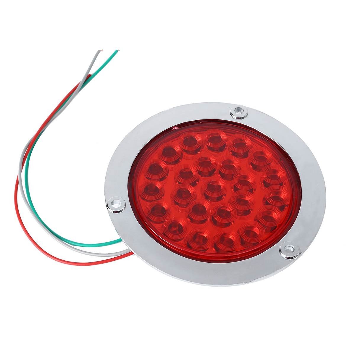 24LED 4 Inch Round LED Tail Light for Car Bus Trailer Truck Loory with Stainless Steel Ring Truck Tail Light Accessories