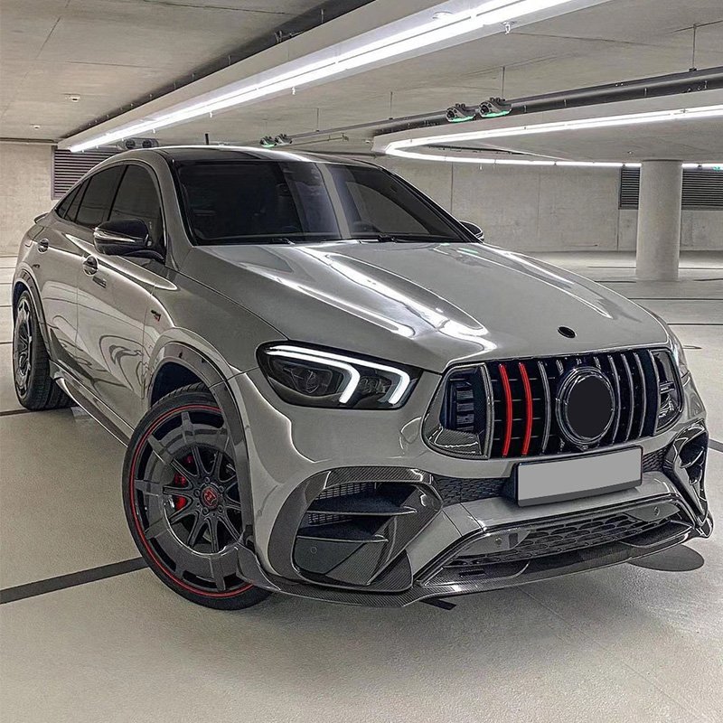 Runde Top Ranking B Style for Mercedes-Benz GLE Coupe GLE350 GLE450 GLE53 GLE63 BrabusRocket 900 Carbon Fiber Body Kit Front Lip