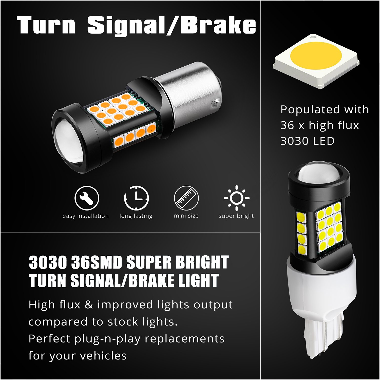 H10 9005 LED Fog Light Bulbs, 6000K Xenon White/8000K Blue, 3030 36SMD Chips, 360-degree Illumination, Non-polarity,