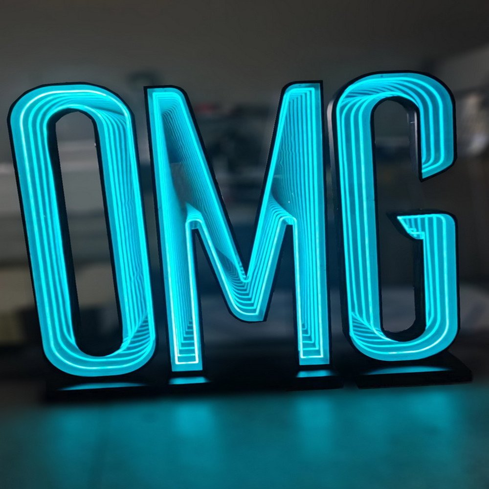 Factory Custom RGB Mirror Letter Dressing Table With Mirror and Light Saloon Mirror With Lights Multi Layer Infinity Neon Sign