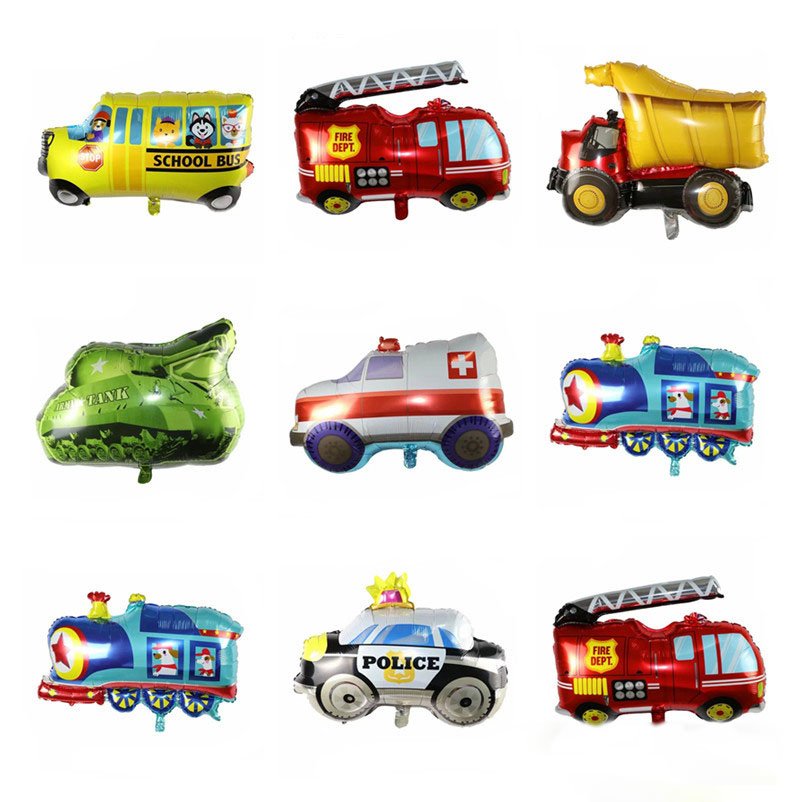 Transportation Foil Balloon Birthday Party Supplies Kids Vehicle Party Favor Decorations