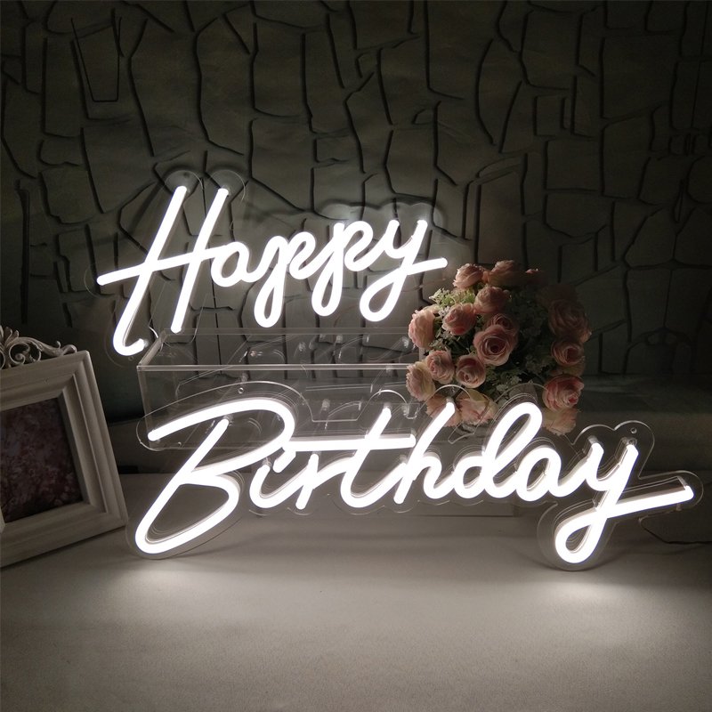 Custom Led Happy Birthday Lighted Sign Letters Sign Custom Good Vibes Only Neon Sign